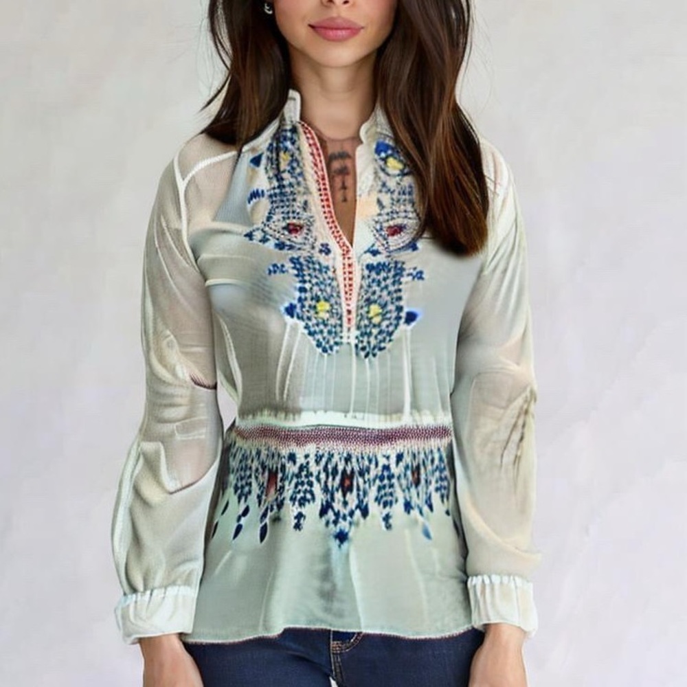 Johnny Was Delia Provence highly embroidered tunic/shirtdress NWT Rare